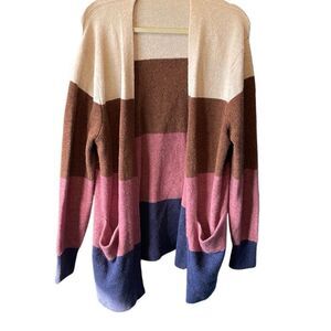 Madewell Colorblock Cardigan in Cream, Brown, Pink, and Blue